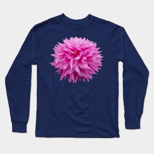 Cutout Floral Photo Pink Pom Pom Flower Long Sleeve T-Shirt